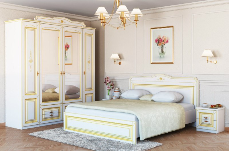 Ванильная спальня с золотой ноткой