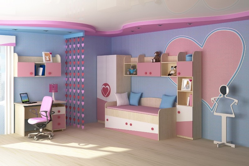 Дизайн детской комнаты для девочек - Модерн