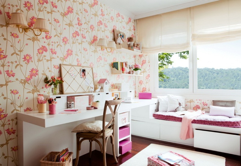 Дизайн комнаты для девочки в розовых светлых тонах