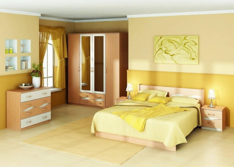 Спальня в ванильно-лимонном цвете