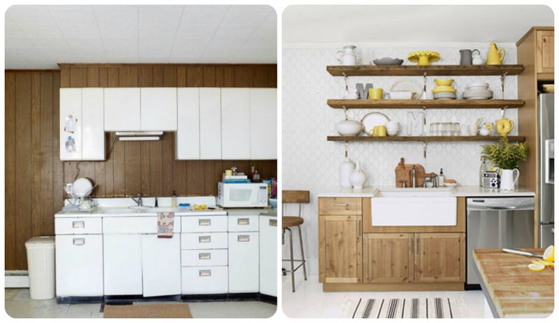 До и после ремонта кухни