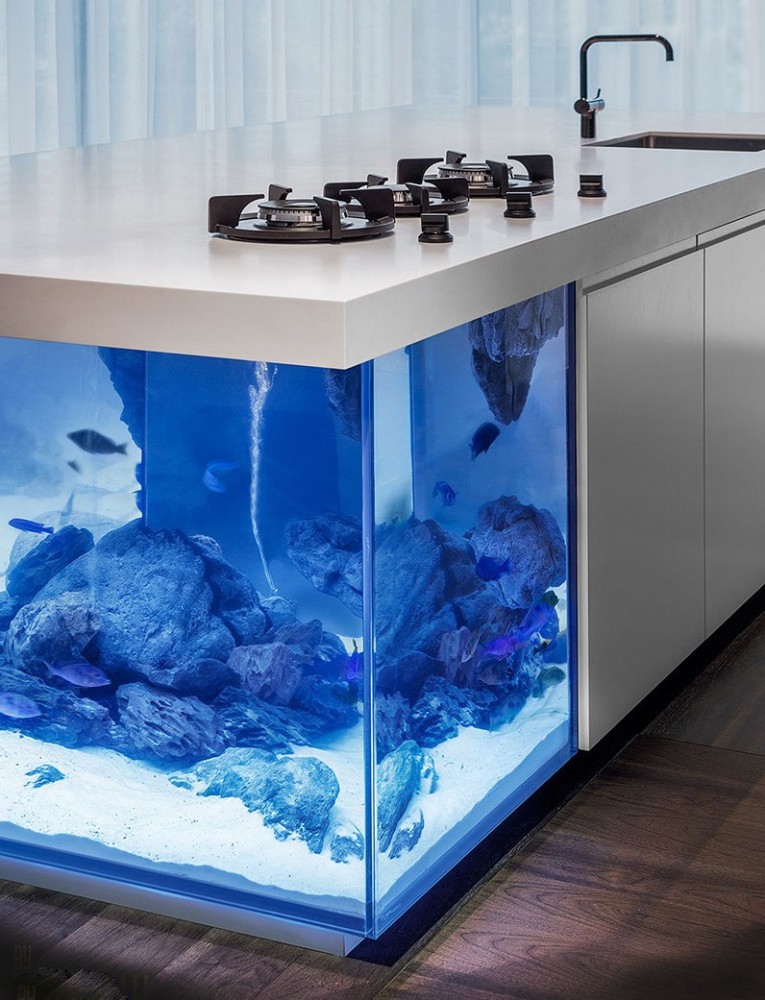 Кухня с аквариумом
