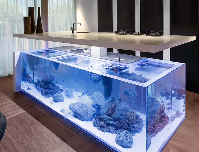 Кухня с аквариумом