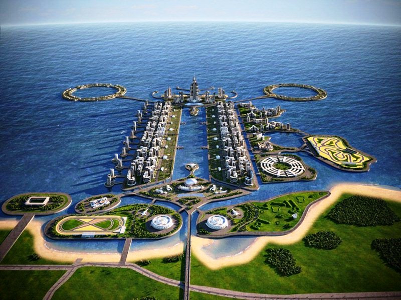 Архитектурный проект "Хазарские острова", Каспийское море, Азербайджан