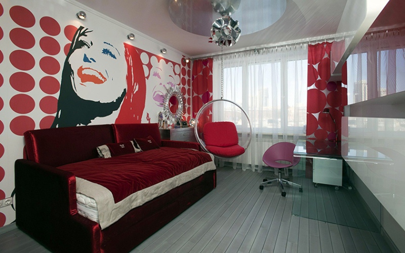 Самые красивые комнаты для девочек №7. Красивая детская комната в стиле поп-арт для девочки-подростка