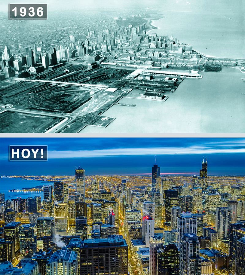 2. Чикаго, Соединенные Штаты – 1936 и сейчас