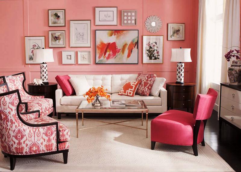 Розовый цвет в гостиной - 2