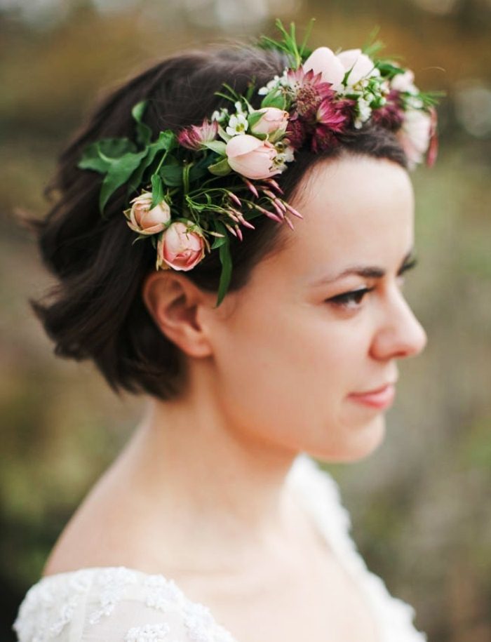 Crown of flowers for short hair Best Wedding Hairstyles for Short Hair