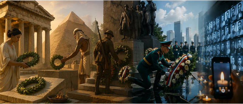 коллаж эволюции возложения венков